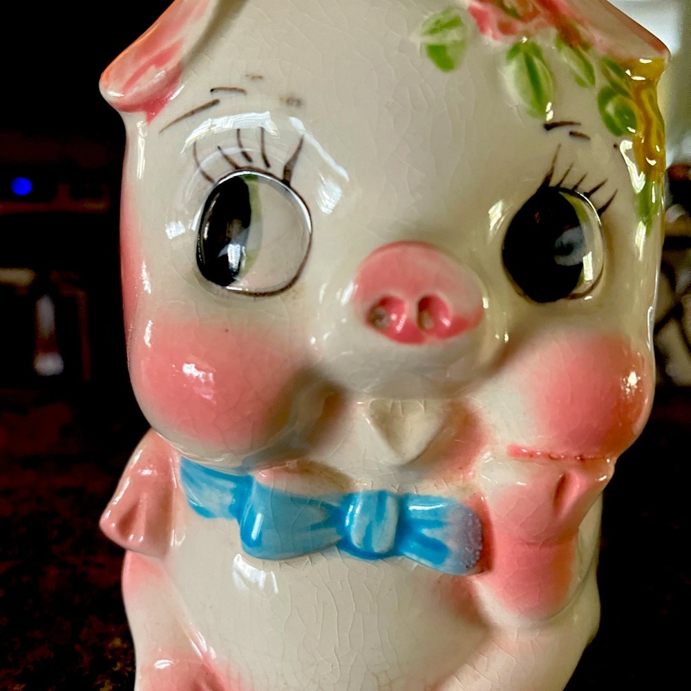 Vintage Napco MidCentury Floral Piggy Bank